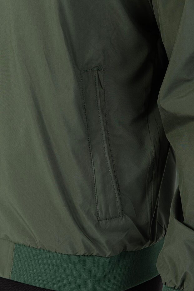 سترة رجالية عادية ياقة مرتفعة متوسطة الطول باللون الأخضر - 6