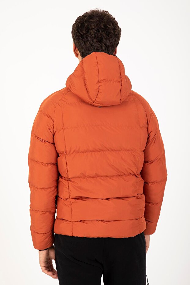 Regular Erkek Kapüşonlu Kiremit Mont - 2
