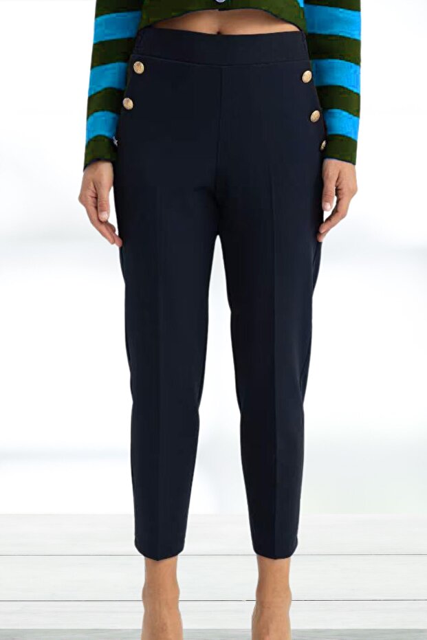 Women's Carrot Fit Carrot Fit Basic Straight Pocket High Waist Straight Leg Pants