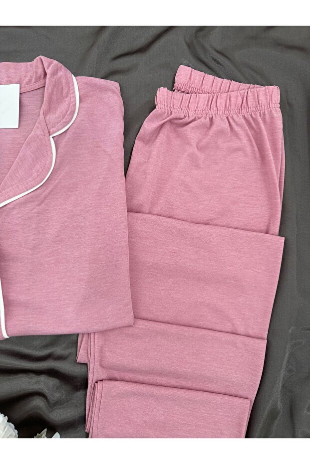 Lena Soft Piping Detailed Short Sleeve Pajama Set