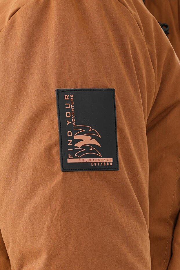 Regular Erkek Kapüşonlu Camel Parka - 8