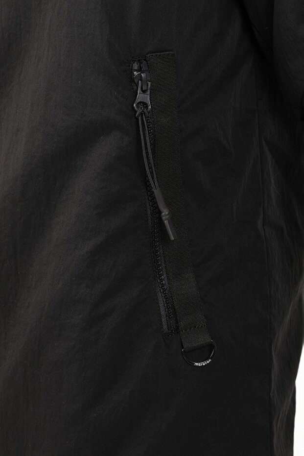 Regular Erkek Kapüşonlu Siyah-Taba Parka - 6