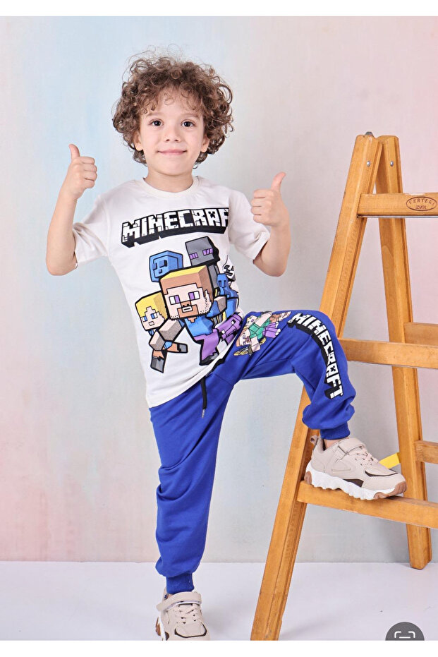 Boy's Character Printed Tracksuit Bottom Top Set