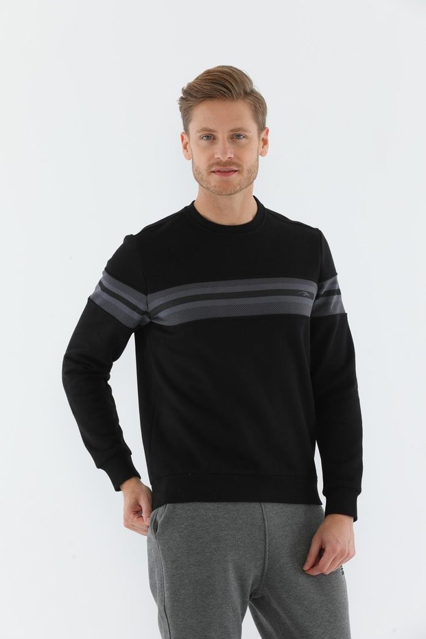 Regular Men's Crew Neck Black Sweatshirt