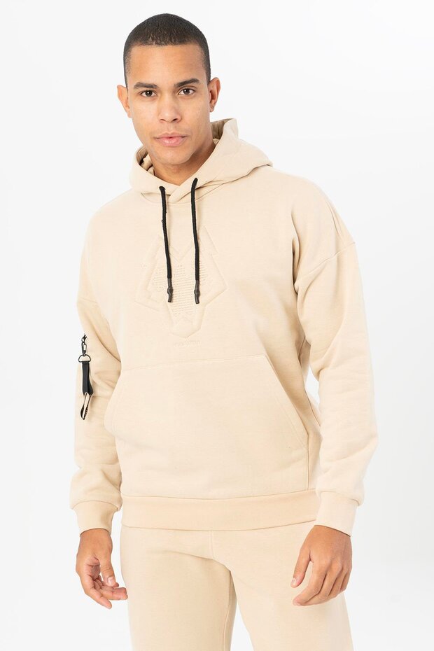 Comfort Men's Hooded Dark Clay Color Sweatshirt