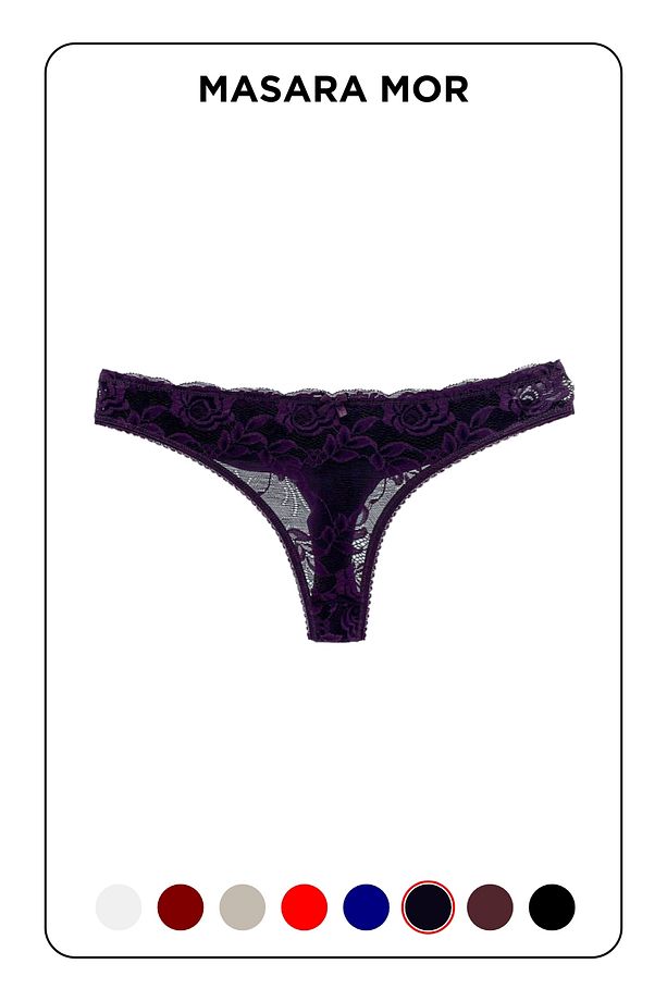 Masara Model Dantelli Yumuşak Kumaşlı String Tanga Mor Renk - 1