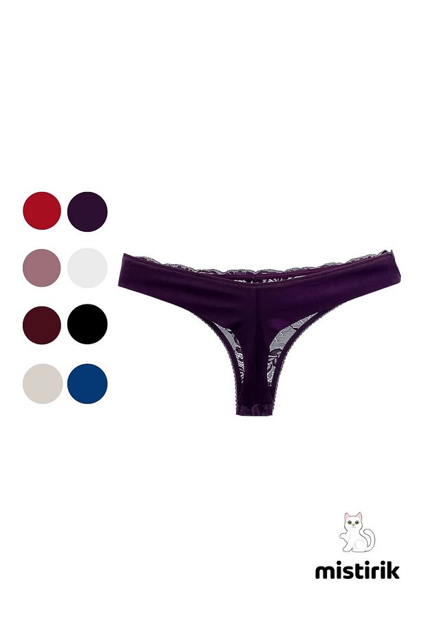 Masara Model Dantelli Yumuşak Kumaşlı String Tanga Mor Renk - 3
