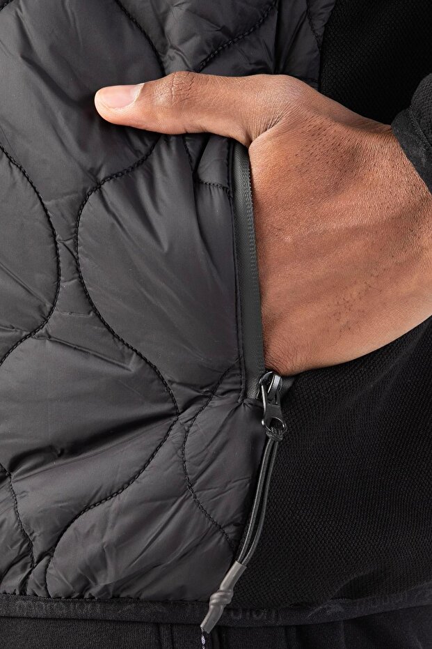 Regular Men's Black Hooded Jacket - 6