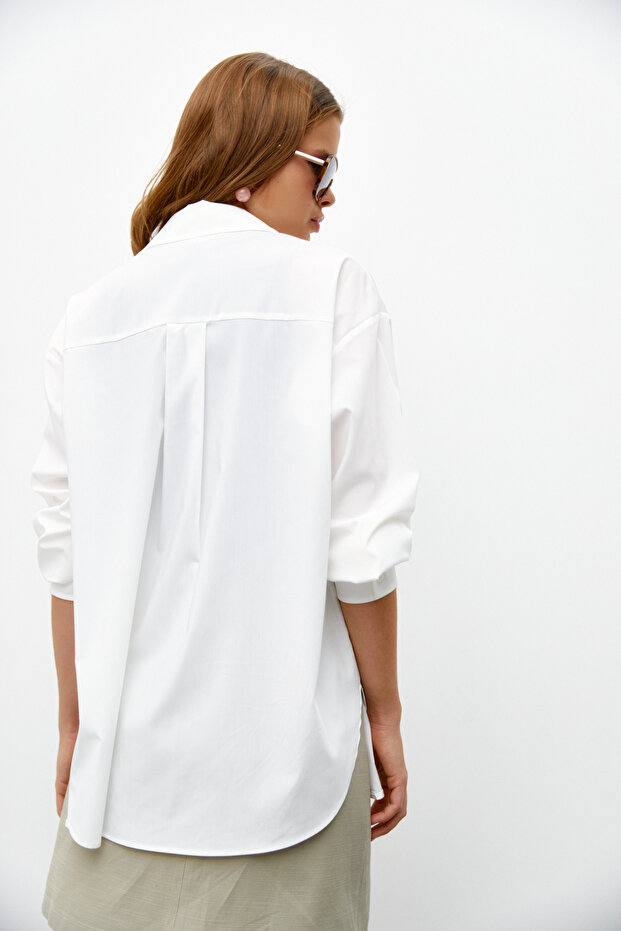 Geniş Manşetli Oversize Gömlek - 8