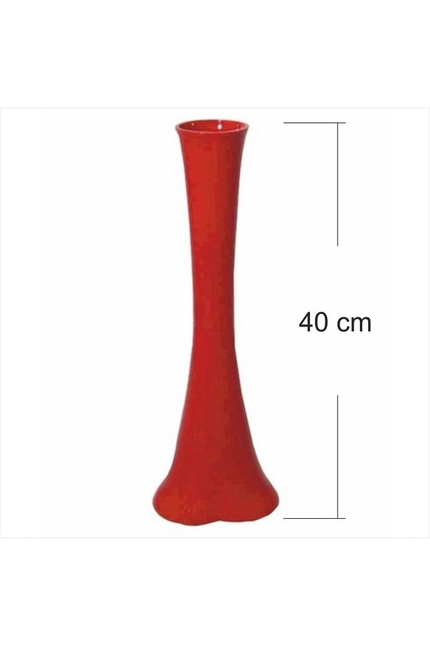 Uzun Fil Ayağı 40 Cm Devrilmez Yıkılmaz Dengeli Kırmızı  Cam Vazo - 2