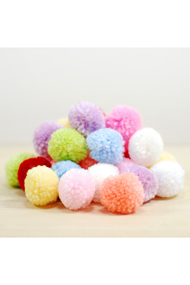 Pompon (pom Pom), 3 Cm 10 Pieces White
