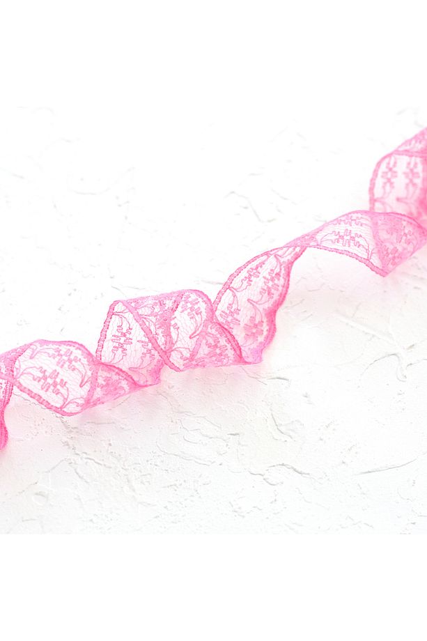 Dantel şeklinde kesilmiş şerit 2 metre, 2 cm genişlik Koyu Pembe - 1
