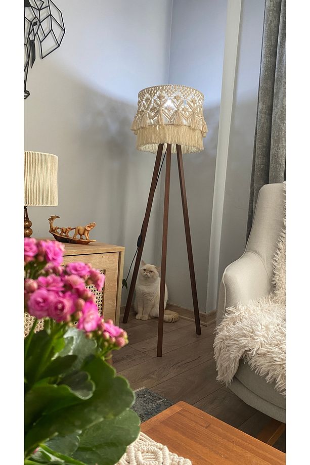 Tripod Ayaklı El Yapımı Makrome Lambader - 1