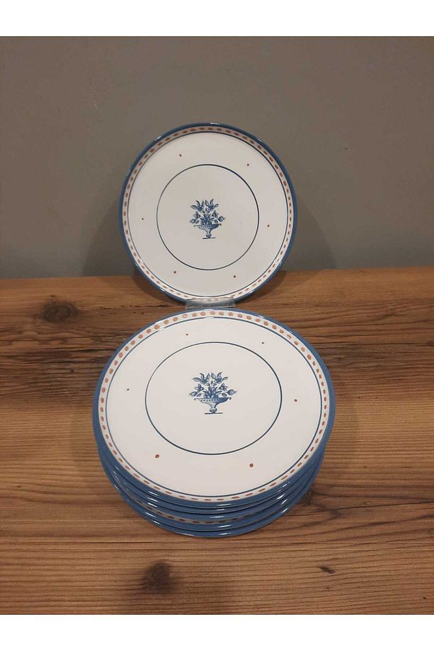 KERAMİKA 22 CM PASTA TABAĞI 6 ADET NORDIC LACİVERT PARLAK - 1
