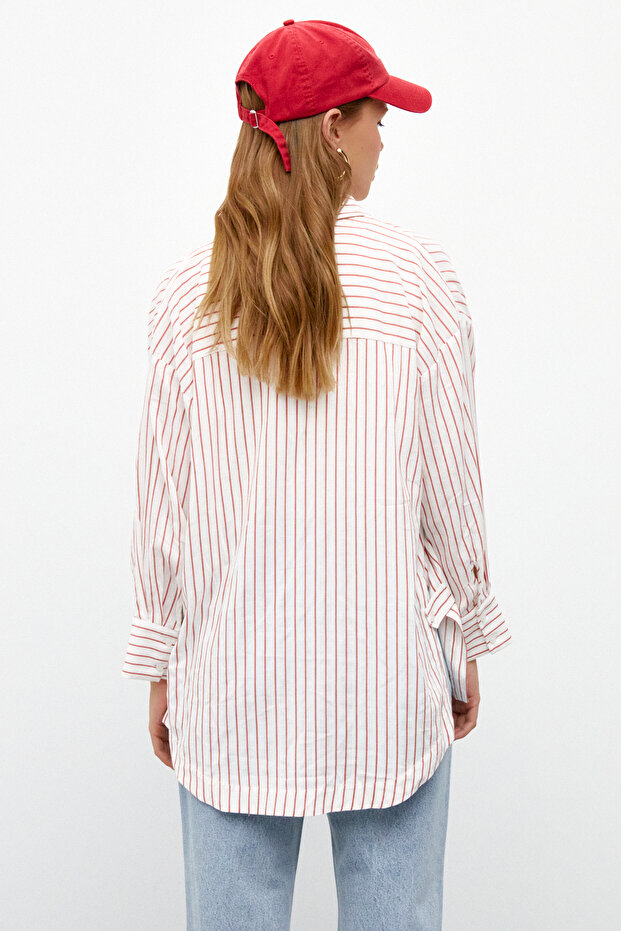 Yırtmaçlı Oversize Gömlek - 6