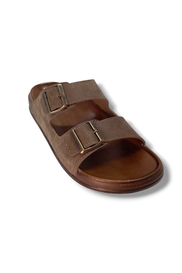 54201-25 Leather Double Band Anatomical Men's Slippers