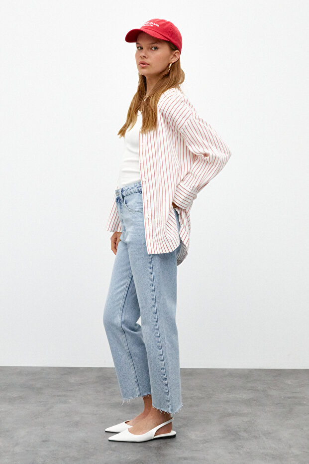 Yırtmaçlı Oversize Gömlek - 2