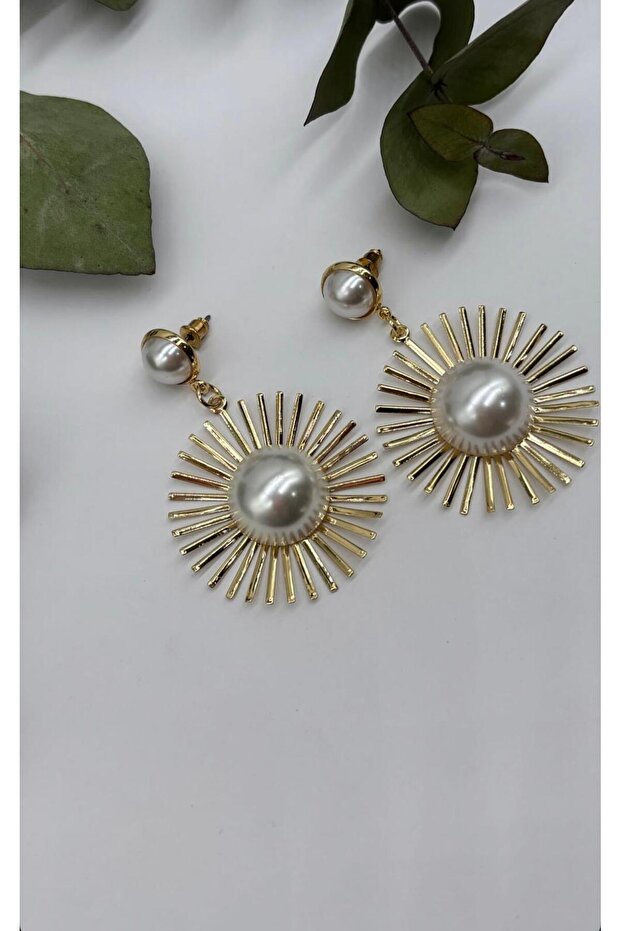 Steel Pearl Sun Zra Brand Design Earrings