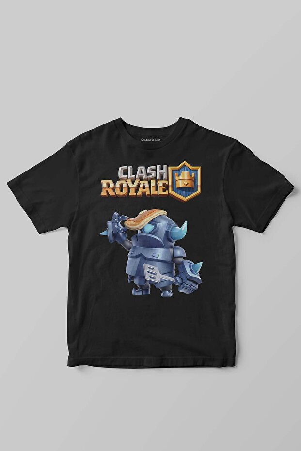 تي شيرت أسود مطبوع عليه Clash Royale Mini P.E.K.K.A Warrior للأطفال للجنسين
