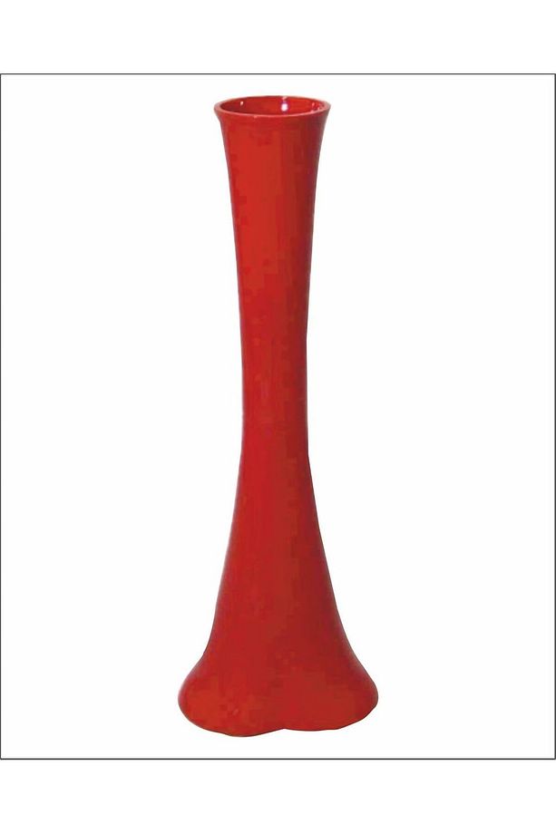 Uzun Fil Ayağı 40 Cm Devrilmez Yıkılmaz Dengeli Kırmızı  Cam Vazo - 1