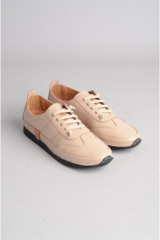 Beige Women's Shoes - Seç 24057 Genuine Leather Comfort