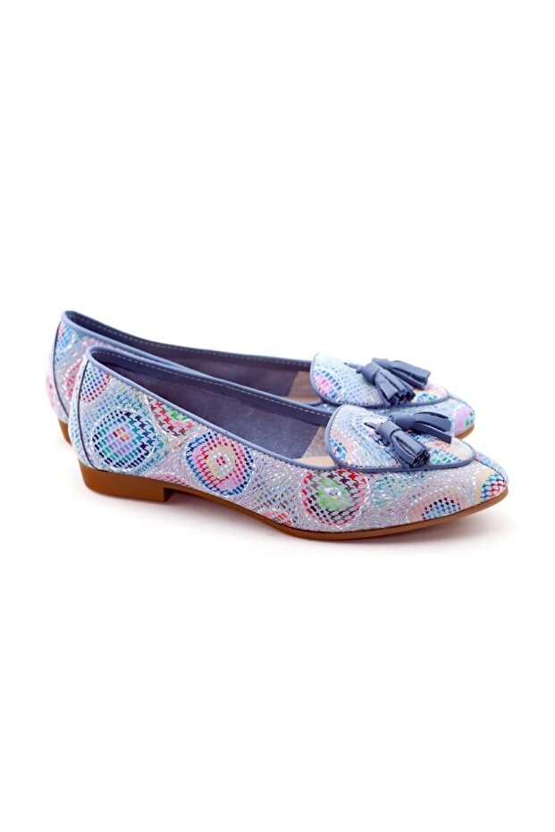 Choose 001 genuine leather flat women's shoe blue