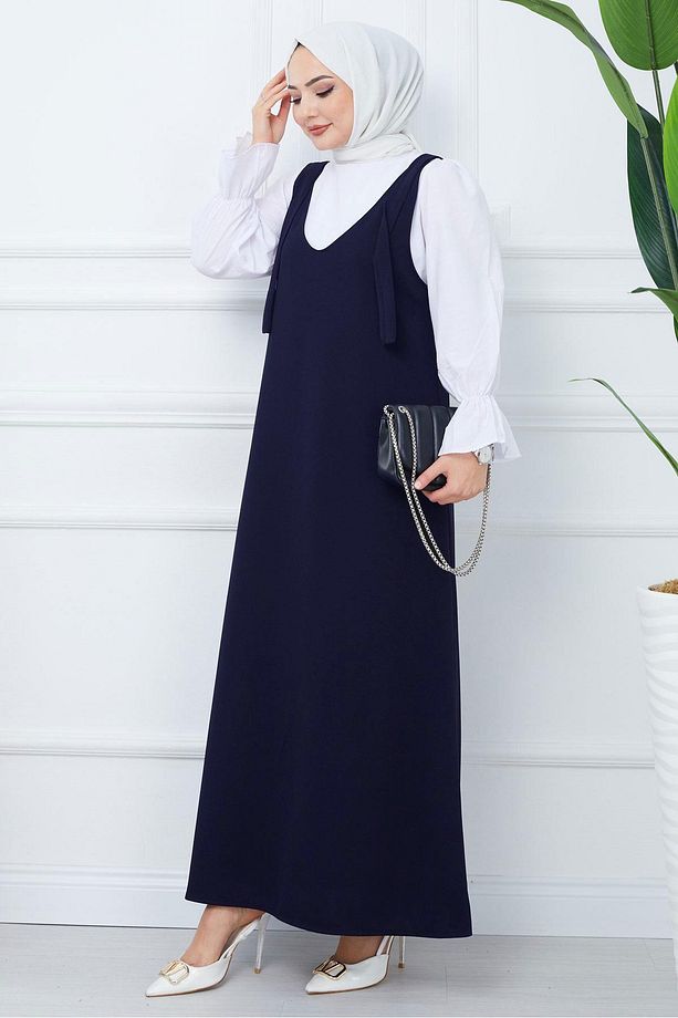 Nehir Örme Jile Elbise Lacivert HM2389 - 1