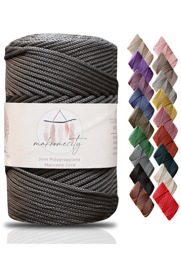 Premium 250 gr 3mm Polyester Macrame Lanyard Anthracite 120 M Supla Ip And Bag Thread