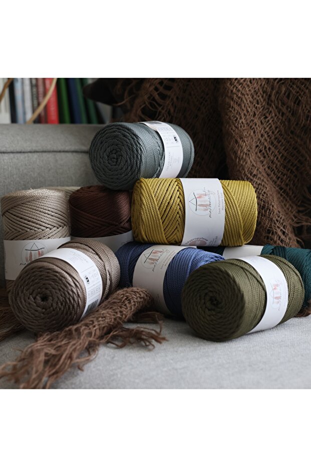Premium 250 Gr 3mm Polyester Macrame Thread Light Gray 120 m Plate Thread and Bag Thread - 5
