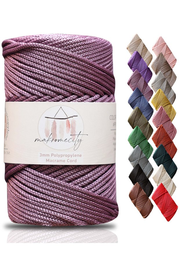 Premium 250 Gr 3mm Polyester Macrame Thread Plum 120 m Plate Thread and Bag Thread