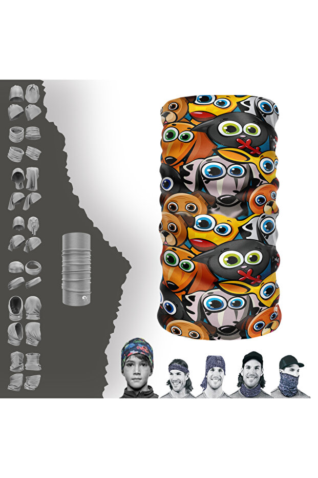 Colorful Cute Puppy Patterned Seamless Tube Neck Collar Bandana Buff Buff