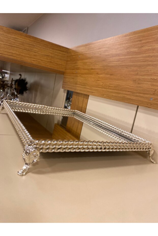 ديكور حديقة نحاسي مستطيل فضي 44X33 - 1