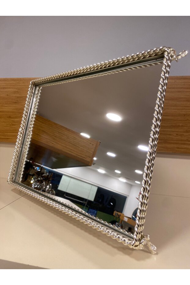 ديكور حديقة نحاسي مستطيل فضي 44X33 - 7