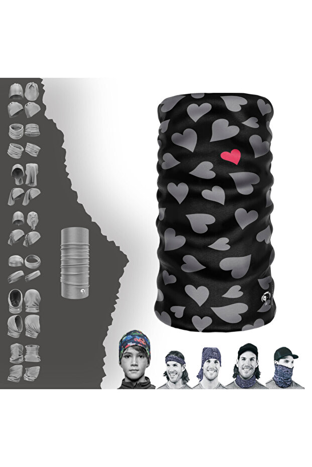 Extreme Heart Patterned Sports Hair Band Buff Baf Bandana