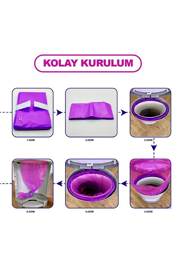 16Lt Çöp Kutuları Ile Uyumlu 1000 Adet Bebek Bezi Kapasiteli Leylak Kokulu 2 Paket Yerli Çöp Poşeti - 2