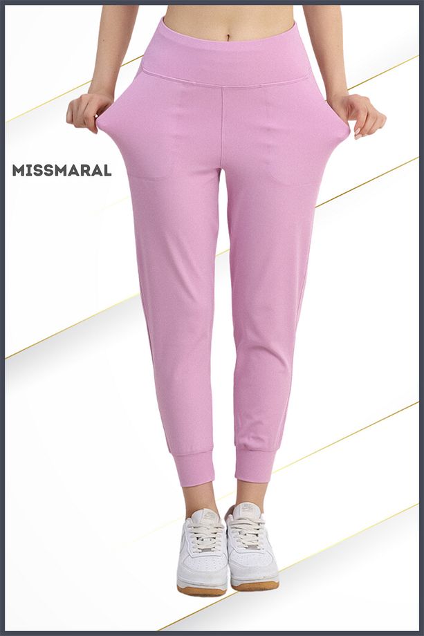 Yüksek Bel Jogger Tayt Rahat Kalıp Çift Yan Cepli Spor Görünüm Trend Jogger Lila Rengi 106103 - 5