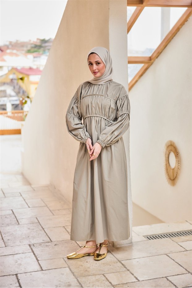 Women's Dress with Piping Detail in Green