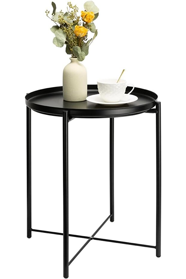 طاولة القهوة المتميزة المستديرة مع سطح قابل للفك || لون اسود - 6