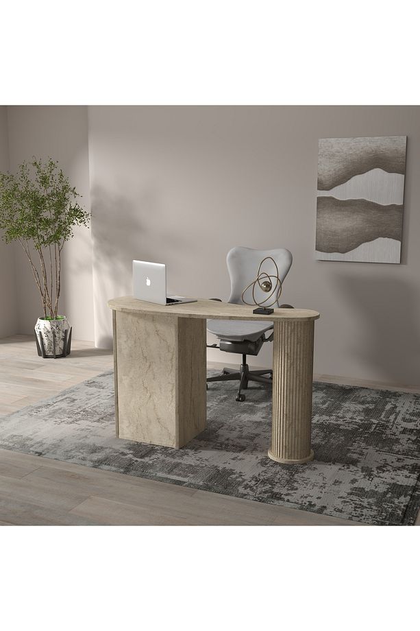 Modern Travertan Çalışma Masası Ofis ve Ev İçin Zarif 100% MDF - 5