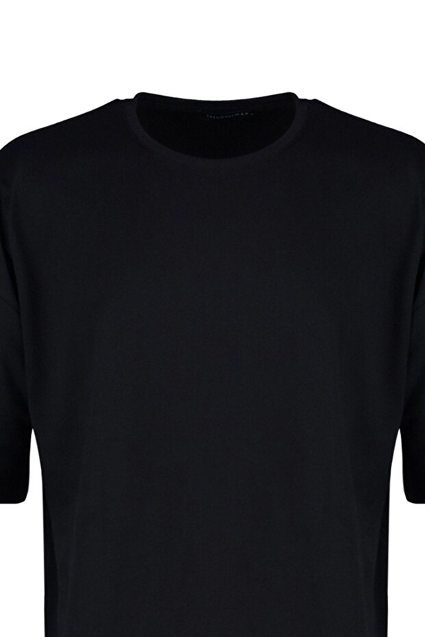 Beyaz-Siyah Oversize/Geniş Kesim 2'li Paket Kartal Baskı-Düz %100 Pamuk T-Shirt TMNSS25TS00214 - 15