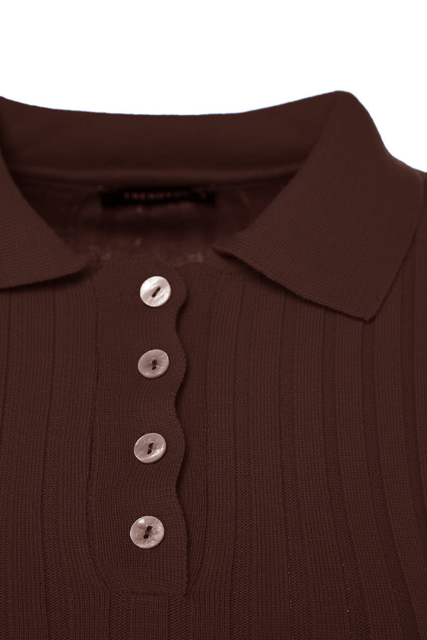 Kahverengi Basic Polo Yaka T-Shirt Görünümlü Triko İnce Bluz TWOSS20BZ0112 - 11