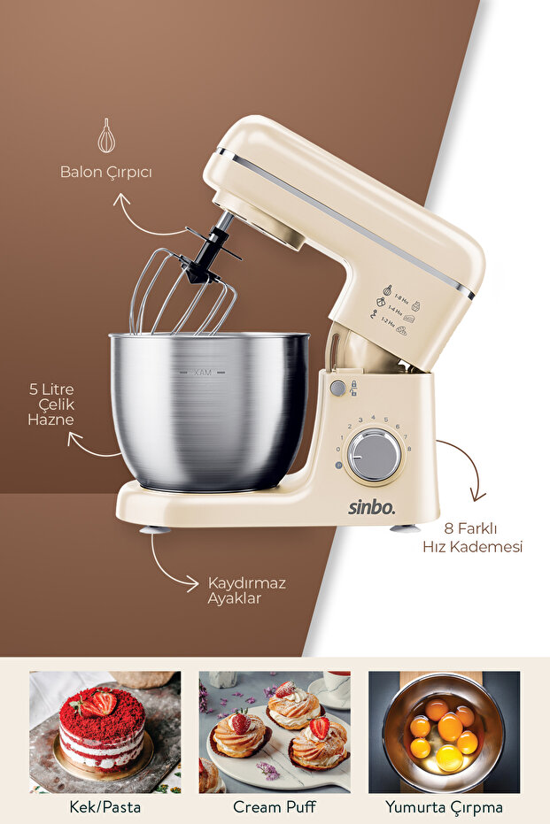 Smx-2771 Stand Mikser | 1300w, 5l, Hamur Yoğurma Stand Mikser - Mutfak Şefi - 3