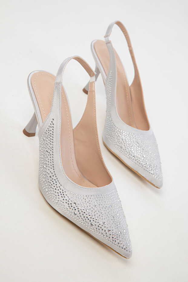 Szare damskie klasyczne buty na wysokim obcasie 20444 - 3