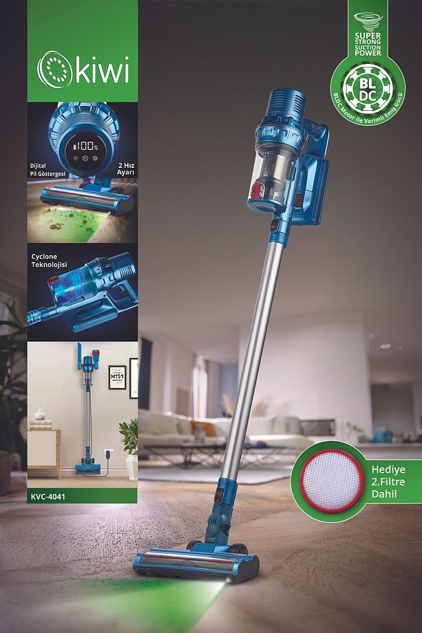 Kvc-4041 Şarjlı Lityum Pilli Bldc Motor 2'si 1 Arada El Süpürgesi ve Dik süpürge - 1