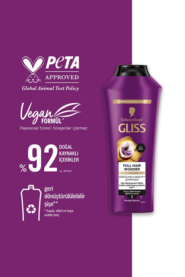 Full Hair Wonder Dökülme Karşıtı Şampuan 400ml X2 Saç Kremi 360ml X2 Sıvı Saç Kremi 200 ml - 6