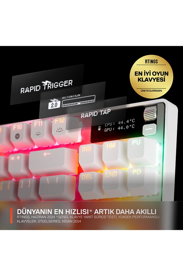 Apex Pro TKL Gen3 OmniPoint 3.0 HiperManyetik Switch RGB Mekanik Kablolu Oyuncu Klavyesi (UK)- Beyaz - 3