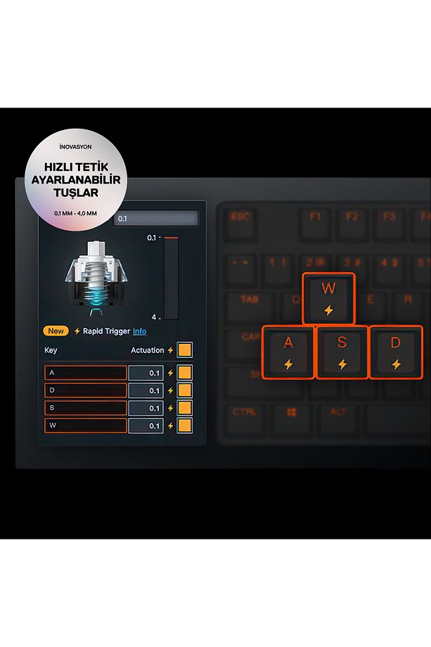 Apex Pro TKL Gen3 OmniPoint 3.0 HiperManyetik Switch RGB Mekanik Kablolu Oyuncu Klavyesi (UK)- Beyaz - 8