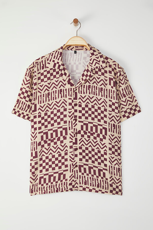 Bej Oversize Fit Salaş Dökümlü Gömlek TMNSS25GO00066 - 2