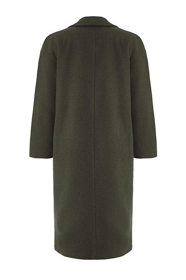Khaki Oversize Wide Cut Long Wool Cashmere Coat TWOAW21KB0038 - 9