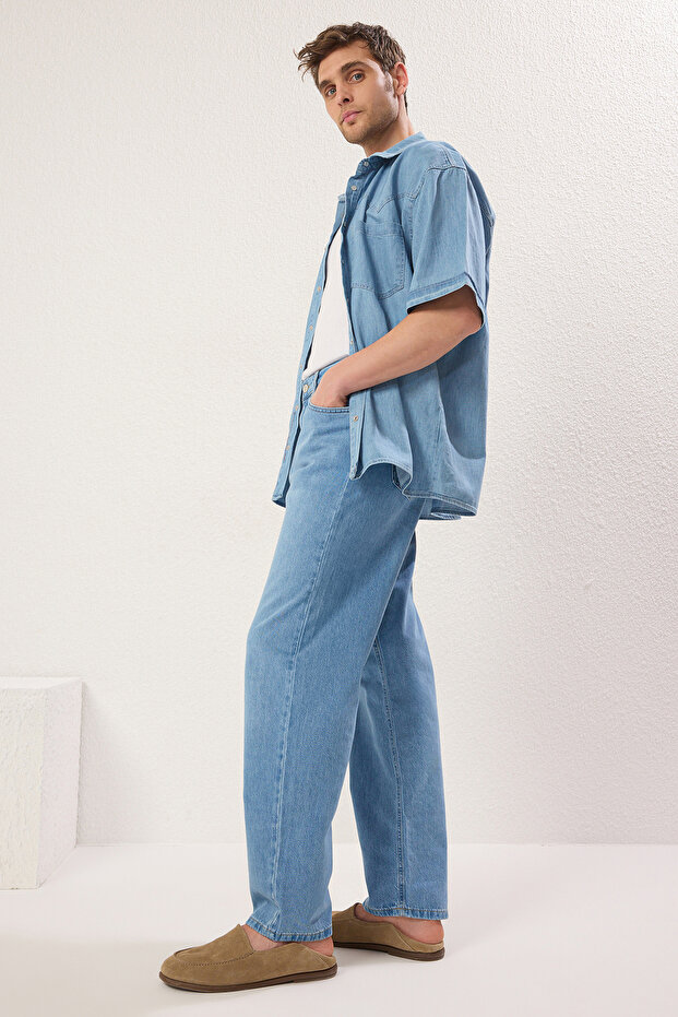 Açık Mavi Erkek Baggy Fit Jeans Kot Pantolon TMNSS25JE00004 - 2